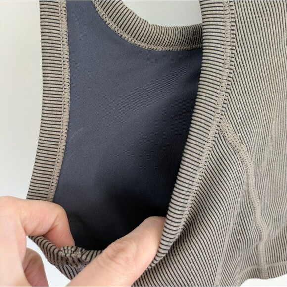 prAna Becksa Bralette, Mink Heather Gray Ribbed Crop Top Cropped Tank S Small - Picture 11 of 11